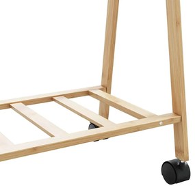 Cabide com prateleiras e rodas 106x34x106,5 cm bambu