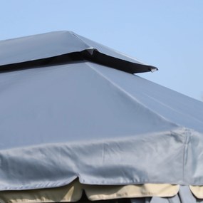 Tenda de Jardim 4x3m Pavilhão com Telhado Duplo Estrutura de Alumínio UPF50+ para Exterior Cinzento