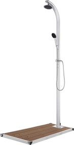 vidaXL Chuveiro de jardim c/ base castanha 220 cm alumínio