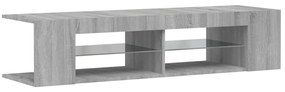 Móvel de TV com luzes LED 135x39x30 cm cinzento sonoma