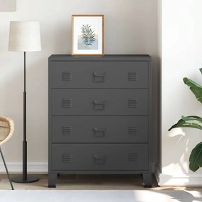 Armário de gavetas em metal estilo industrial 78x40x93 cm preto