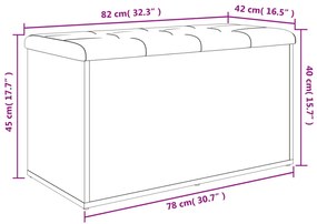 Banco de arrumação 82x42x45cm derivados madeira carvalho sonoma