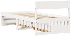 Cama sem colchão 90x200 cm madeira de pinho maciça branco