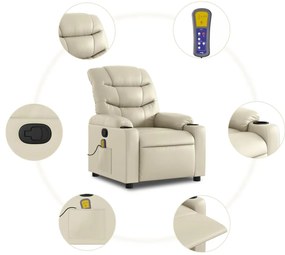 Poltrona de massagens reclinável couro artificial cor creme