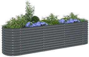 Canteiro elevado de jardim aço galvanizado 320x80x81cm cinzento