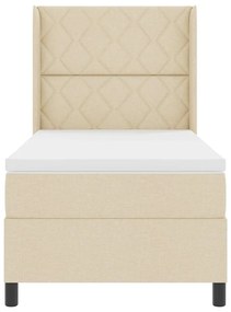 Cama Box com Colchão Creme, 100x200 cm, Tecido