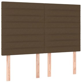 Cama box spring c/ colchão/LED 140x200cm tecido castanho-escuro