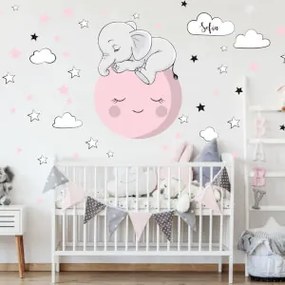 Autocolante de parede personalizado - Elefante adormecido com nome