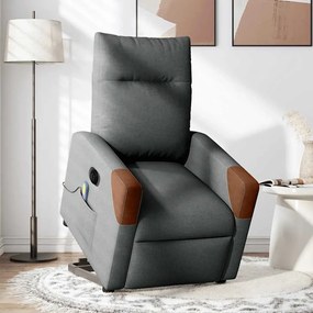 Poltrona elétrica elevatória massagens tecido cinzento-escuro