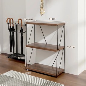 Estante multifunções de 3 níveis com estrutura metálica para arrumação doméstica Estante 61 x 85,5 cm Nogueira