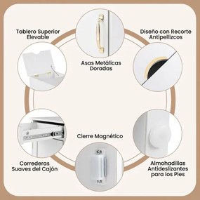 Conjunto de 2 mesas de cabeceira, mesa apoio 35 x 60 x 62 cm com estação de carregamento com gaveta Brancas