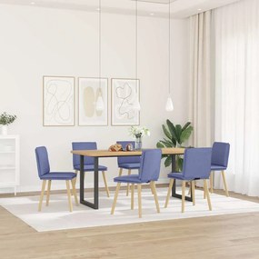 vidaXL Cadeiras de jantar 6 pcs Jeans Tecido Azul