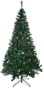 HOMCOM Árvore de Natal Artificial 210cm Ignífugo com 1036 Ramos 53 Decorações Folhas de PVC e Suporte Metálico Verde | Aosom Portugal
