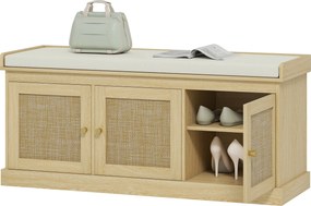 Banco para Sapatos de Entrada, 105 x 35 x 47 cm, Arrumação para 9 Pares, Cor Carvalho