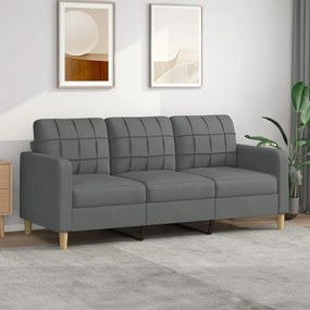 Sofá de 3 lugares 180 cm tecido cinza-escuro