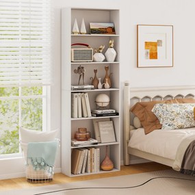 Estante aberta de 6 níveis 60 x 23,5 x 178 cm moderna para sala, quarto ou escritório Branco