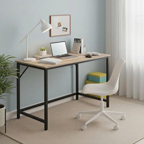 Secretária para escritório em casa 100 x 50 x 75,5 cm, mesa de computador estável, fácil de montar Greige + Preto