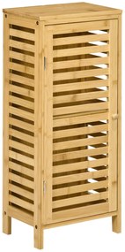 kleankin Armário Auxiliar Casa de Banho de Bambu Armário Casa de Banho com Prateleiras Ajustáveis Anti-Tombo 30x19,9x70 cm Madeira