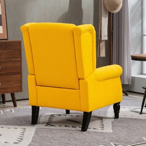 Poltrona de Sala com Apoios de Braço e Pernas de Madeira Capacidade de 160 kg para Quarto Escritório 74x86x102 cm Amarelo