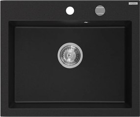 Mexen Elix lava-louça de granito de 1 câmara 600 x 500 mm, preto, sifão cromado - 6525601005-77