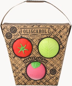 Bolas sensoriais para bebé artesanais Veggie Salad, conjunto de 3