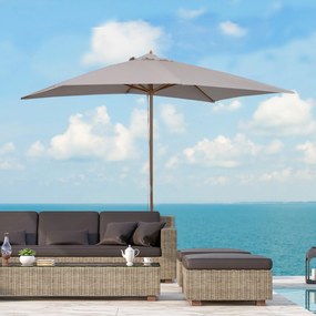 Chapéu de Sol de Jardim com Sistema de Poli Teto Ventilado e Mastro de Madeira para Exterior 2,95x2x2,55m Cinzento