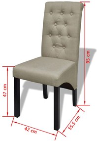 Cadeiras de jantar 2 pcs tecido bege