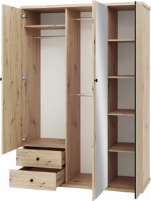 Roupeiro Venmava 115, Preto, Carvalho Artisan, 213x150x60cm, 162 kg, Portas para roupeiro: Com dobradiças