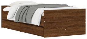 Estrutura de cama com gavetas 90x200 cm carvalho castanho