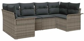 Conjunto de Sofá de Jardim vidaXL com Almofadas Cinza Polirattan