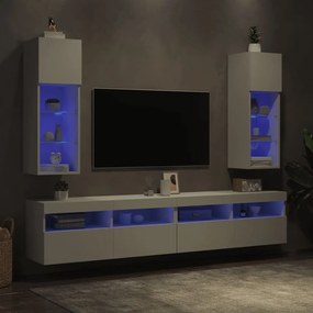 Móveis de TV com luzes LED 2 pcs 30,5x30x90 cm branco
