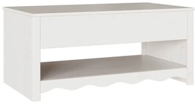 Mesa de Centro vidaXL "DRAMMEN" Branca 99x55x45 cm Madeira Sólida de P