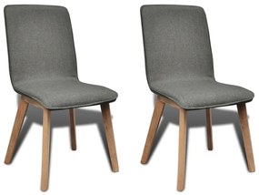 vidaXL Cadeiras jantar 2 pcs tecido cinzento-claro e carvalho maciço