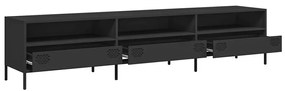 Móvel de TV 202x39x43,5 cm aço laminado a frio preto