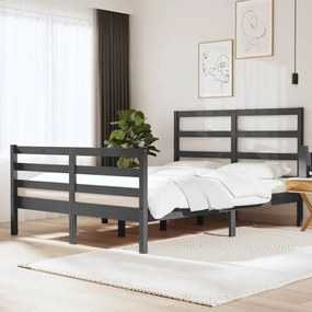 vidaXL Estrutura de cama pequena casal 120x190 cm pinho maciço cinza