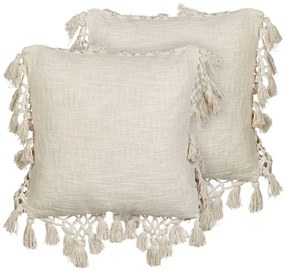Conjunto 2 almofadas decorativas em algodão creme 45 x 45 cm OLEARIA Beliani