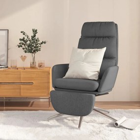 3097525 vidaXL Cadeira de descanso c/ apoio de pés tecido cinzento-escuro
