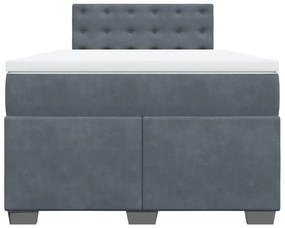 Cama boxspring com colchão 120x200 cm veludo cinzento-escuro