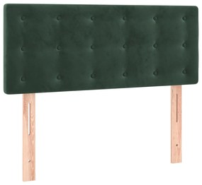 Cama box spring c/ colchão/LED 120x200 cm veludo verde-escuro