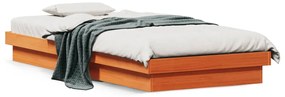 Estrutura de cama com LED 75x190 cm pinho maciço castanho-mel