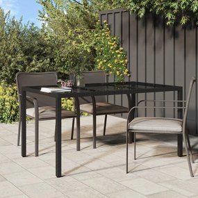 316706 vidaXL Mesa de jardim 150x90x75 cm vidro temperado e vime PE preto