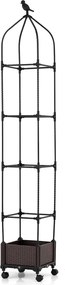 Floreira elevada para tomates com rega automática, altura ajustável de 95 a 200 cm, 4 rodas, suporte para plantas para pátio, terraço e jardim, preto