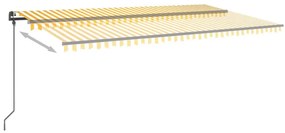 Toldo automático LED e sensor de vento 6x3 m amarelo e branco
