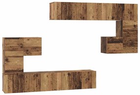 Conjunto de móvel de TV com armazenamento com porta 8 pcs Madeira Anti