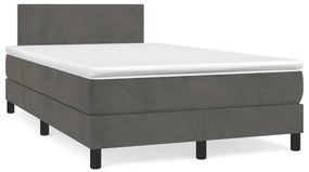 Cama boxspring com colchão 120x190 cm veludo cinzento-escuro