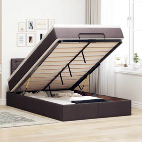 Cama otomana com colchão 120x200 cm tecido castanho escuro