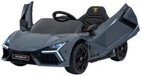 Carro elétrico para Crianças Lamborghini Revuelto 12V 4x4 Rodas Espuma EVA, Assento couro ecológico Cinzento