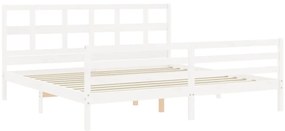 Estrutura de cama com cabeceira 200x200cm madeira maciça branco