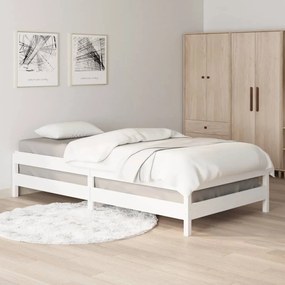 Cama empilhável 100x200 cm madeira de pinho maciça branco