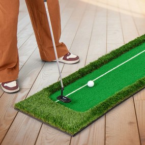 Tapete de golfe de 300 cm, tapete de treino de golfe com 3 bolas de golfe e 2 tamanhos de buracos, dobrável Verde